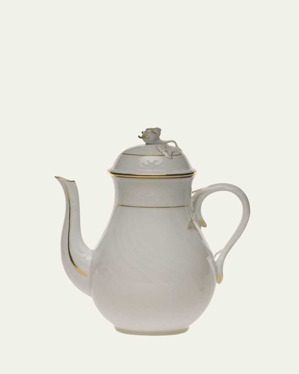 Golden Edge Coffee Pot with Rose